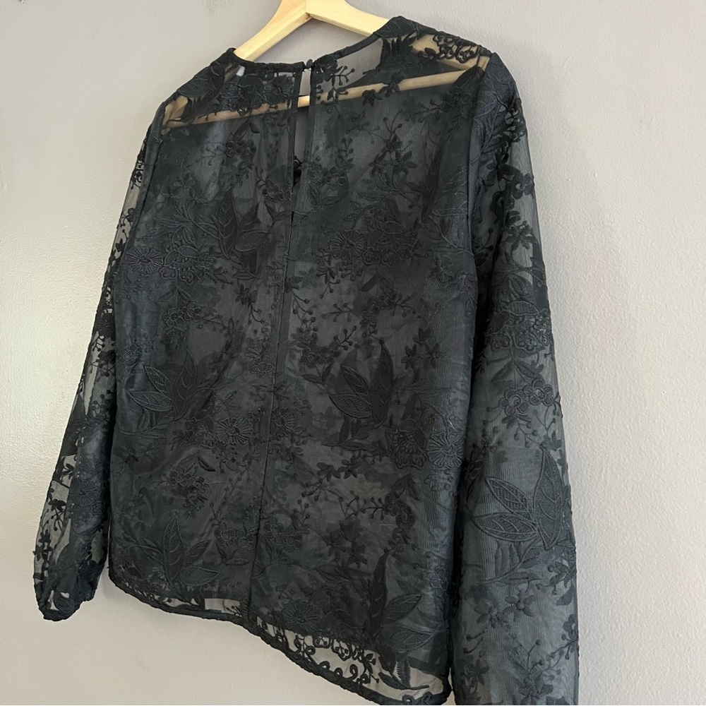 NA-KD Women’s Black Floral Lace Sheer Top Embroidered Elegant Size 40 - Picture 10 of 16